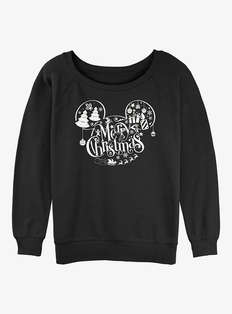 Disney Mickey Mouse Holiday Ears Girls Slouchy Sweatshirt