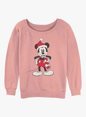 Disney Mickey Mouse Santa Hat Girls Slouchy Sweatshirt