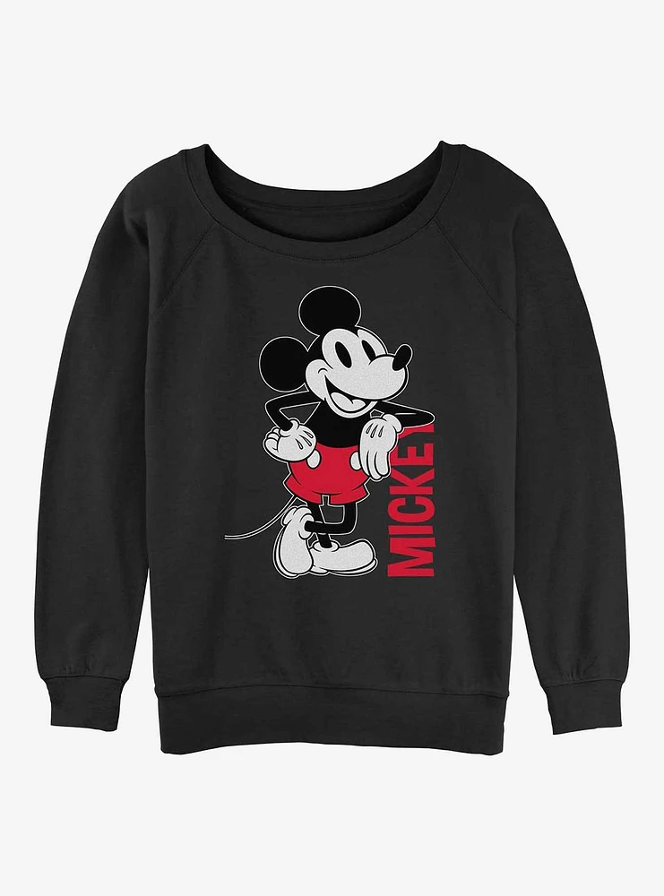 Disney Mickey Mouse Leaning Girls Slouchy Sweatshirt