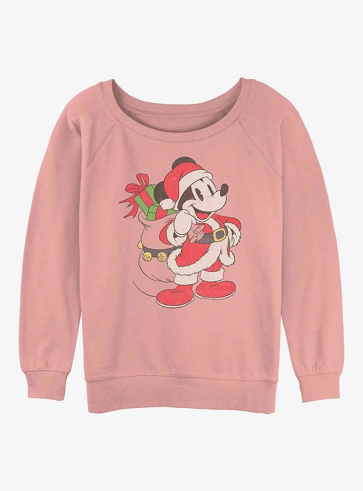 Disney Mickey Mouse Santa Mickey Girls Slouchy Sweatshirt