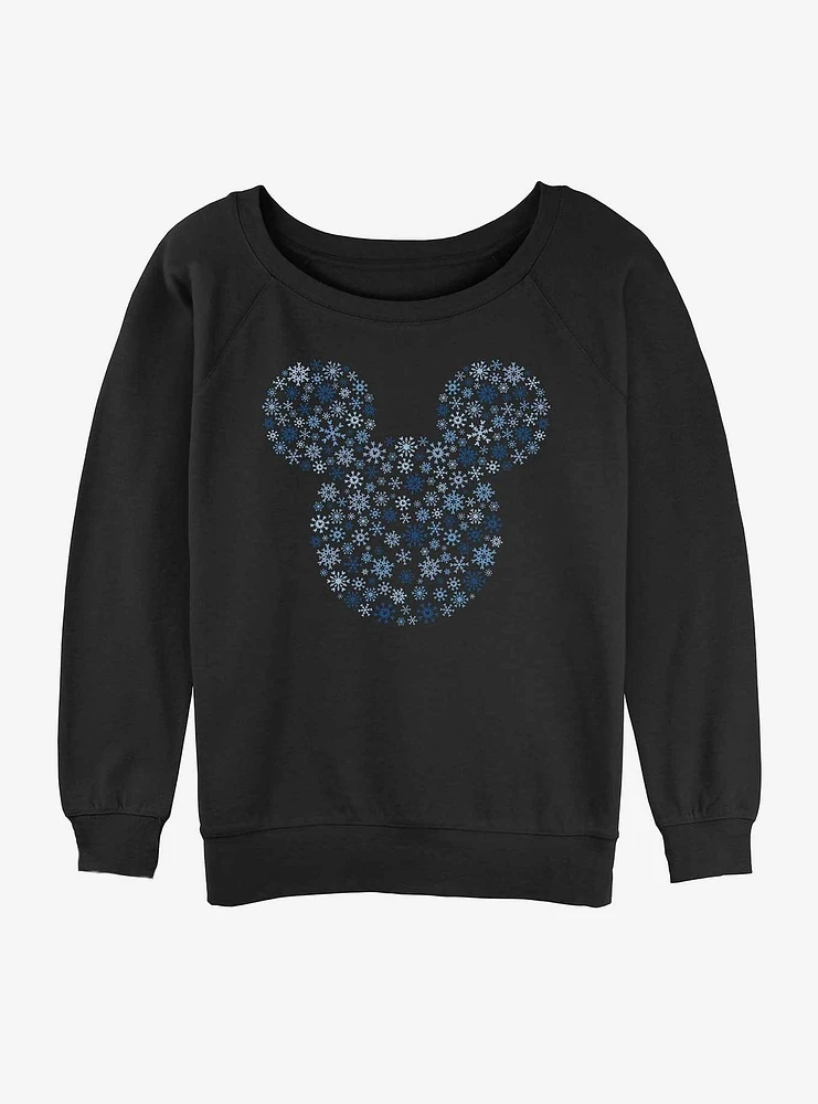 Disney Mickey Mouse Snowflakes Ear Girls Slouchy Sweatshirt