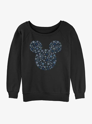 Disney Mickey Mouse Snowflakes Ear Girls Slouchy Sweatshirt