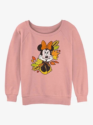 Disney Minnie Mouse Fall Leaves Girls Slouchy Sweatshirt
