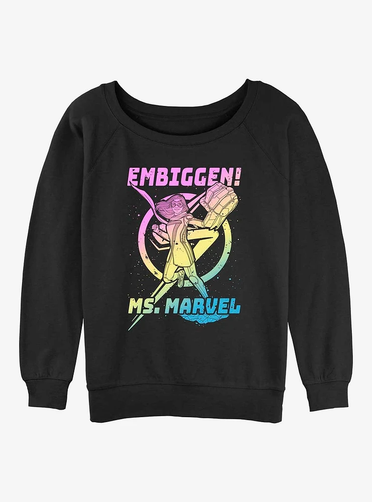 Marvel Ms. Embiggen Punch Girls Slouchy Sweatshirt