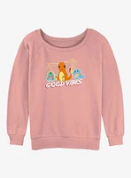 Pokemon Good Vibes With Charmander, Bulbasaur & Squirtle Girls Slouchy Sweatshirt