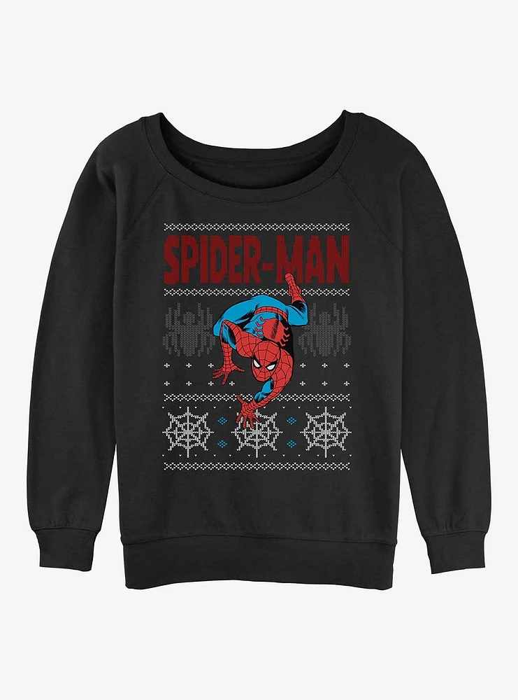 Marvel Spider-Man Ugly Christmas Spidey Girls Slouchy Sweatshirt