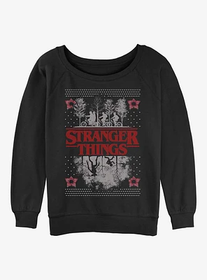Stranger Things Upside Down Ugly Christmas Girls Slouchy Sweatshirt