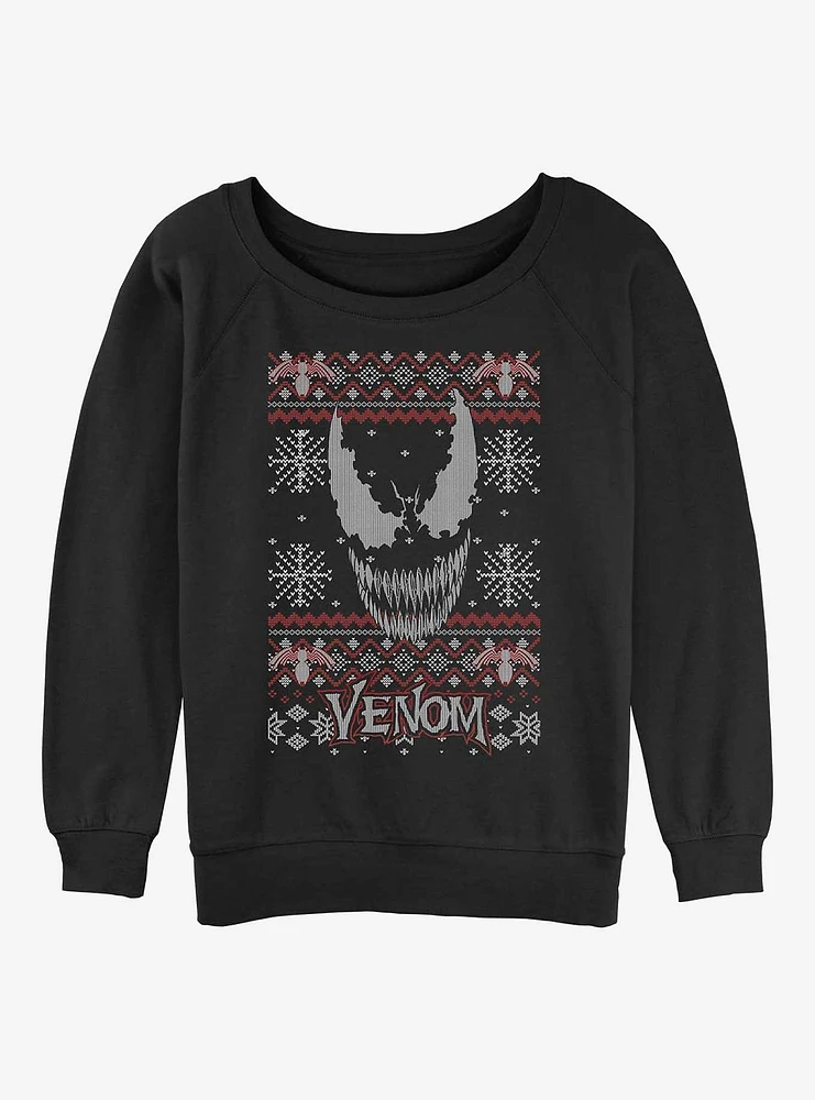 Marvel Venom Ugly Christmas Girls Slouchy Sweatshirt