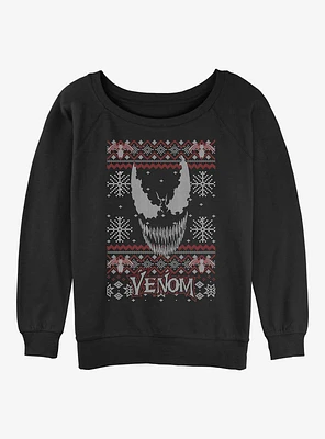 Marvel Venom Ugly Christmas Girls Slouchy Sweatshirt