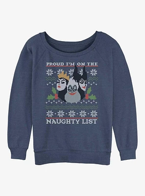 Disney Villains Naughty and Proud Ugly Christmas Girls Slouchy Sweatshirt