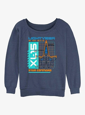 Disney Pixar Lightyear XL-15 Schematic Girls Slouchy Sweatshirt