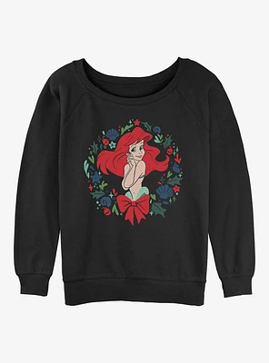 Disney The Little Mermaid Festive Ariel Wreath Girls Slouchy Sweatshirt