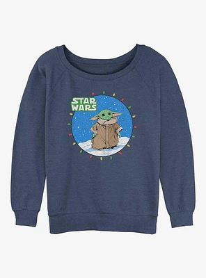 Star Wars The Mandalorian Child Snowy Lights Girls Slouchy Sweatshirt