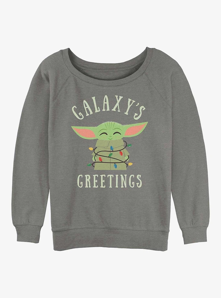 Star Wars The Mandalorian Christmas Lights Girls Slouchy Sweatshirt