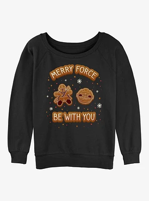 Star Wars The Mandalorian Merry Force Gingerbread Cookie Girls Slouchy Sweatshirt