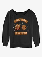 Star Wars The Mandalorian Merry Force Gingerbread Cookie Girls Slouchy Sweatshirt