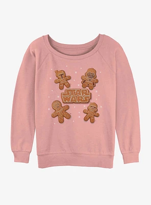 Star Wars Galactic Gingerbread Cookies Logo Girls Slouchy Sweatshirt