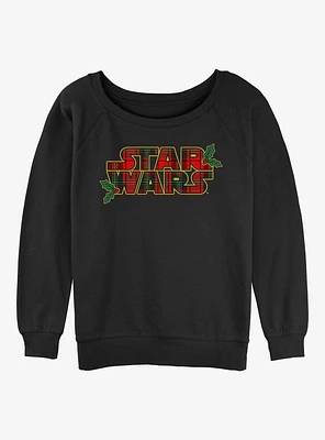 Star Wars Tartan Mistletoe Logo Girls Slouchy Sweatshirt