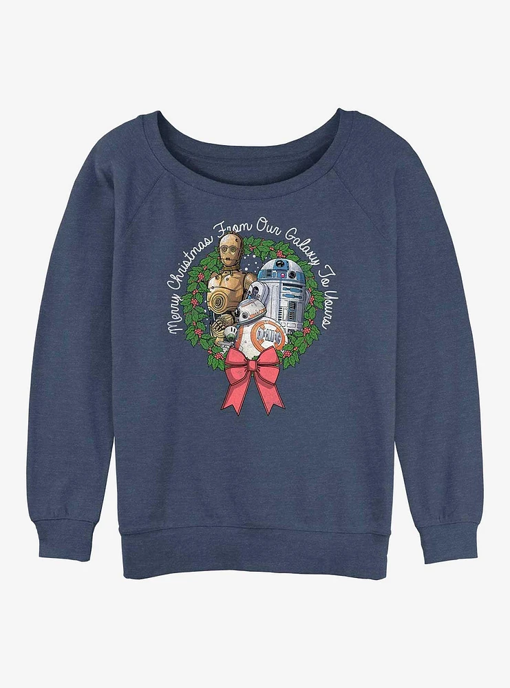 Star Wars: The Rise Of Skywalker Droid Holiday Greetings Girls Slouchy Sweatshirt