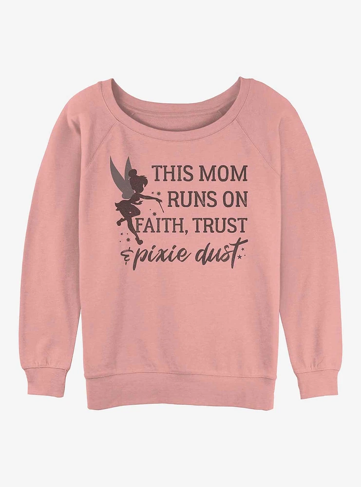 Disney Tinker Bell Mom Runs On Pixie Dust Girls Slouchy Sweatshirt