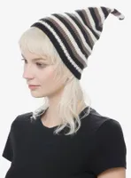 Black & Brown Stripe Pointy Beanie