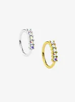 Steel Gold & Silver Gem Nose Hoop 2 Pack