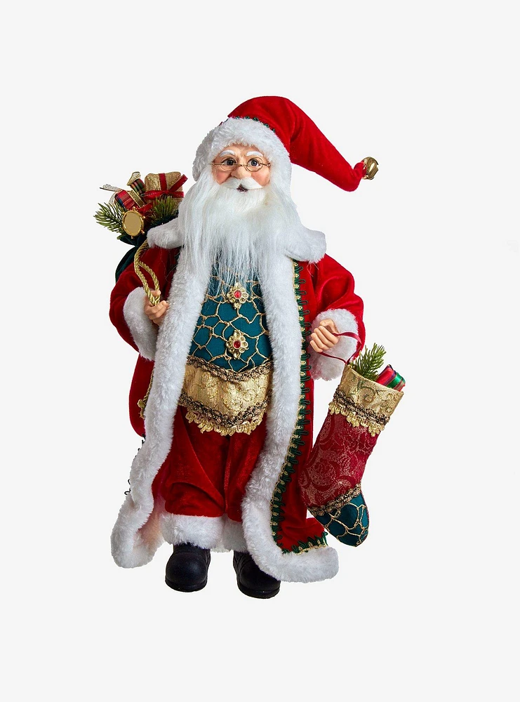 Kurt Adler Kringle Klaus Fancy Santa with Stocking Figure