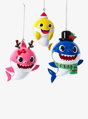 Kurt Adler Baby Shark Santa Family Ornament Set