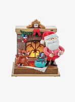 Kurt Adler Rudolph the Red-Nosed Reindeer and Santa Fireplace Figure