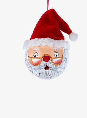 Kurt Adler Glass Painted Santa Face Ball Ornament