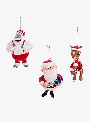 Kurt Adler Rudolph the Red-Nosed Reindeer Blow Mold Ornament Set