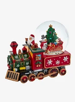 Kurt Adler Musical Santa Driving Train Snow Globe