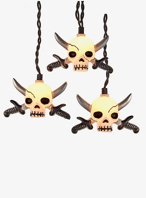 Kurt Adler Skull with Silver Sword Light Set
