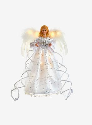 Kurt Adler Silver and White Fairy Lighted Angel Tree Topper