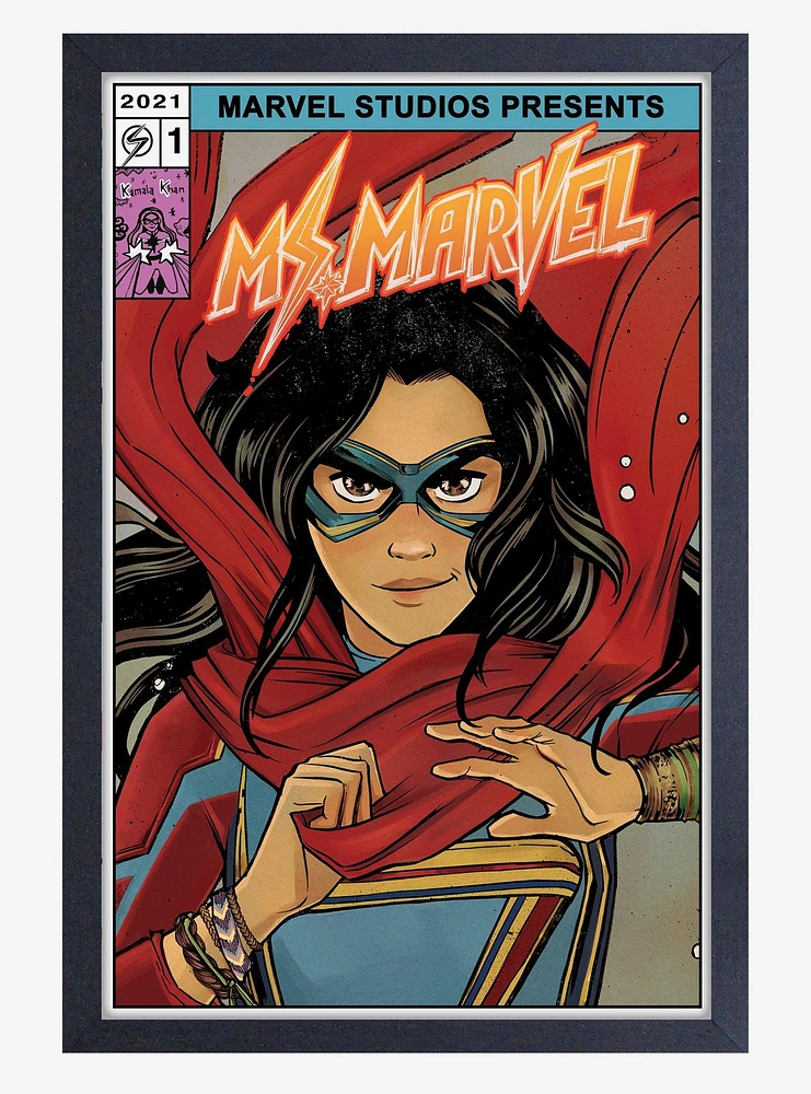 Marvel Miss Marvel Comic Framed Wood Wall Art