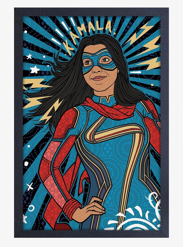 Marvel Miss Marvel Kamala Framed Wood Wall Art