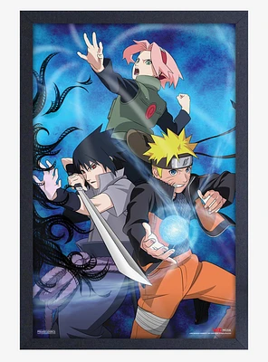 Naruto Group Fight Pose Framed Wood Wall Art