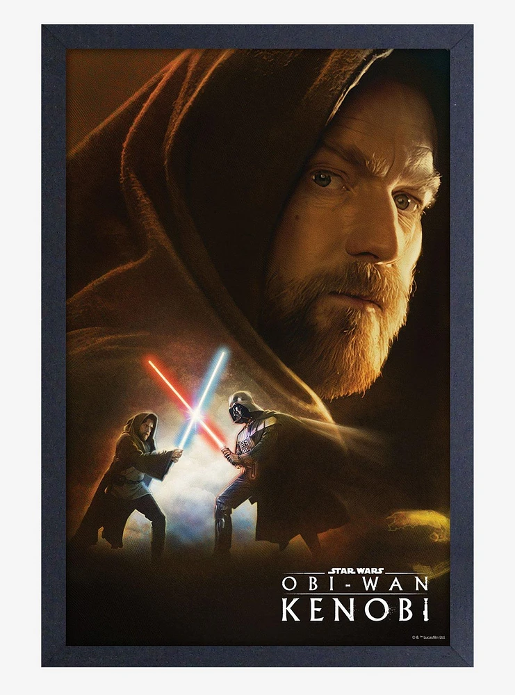 Star Wars Obi-Wan Saber Battle Framed Wood Wall Art