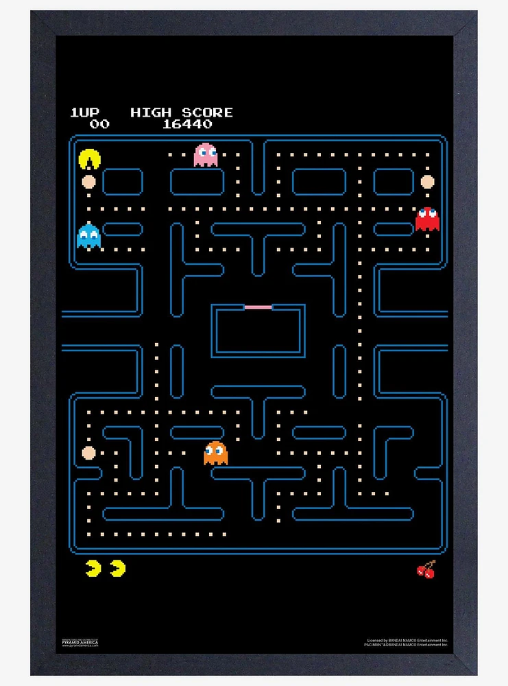 Pac-Man Maze Framed Wood Wall Art