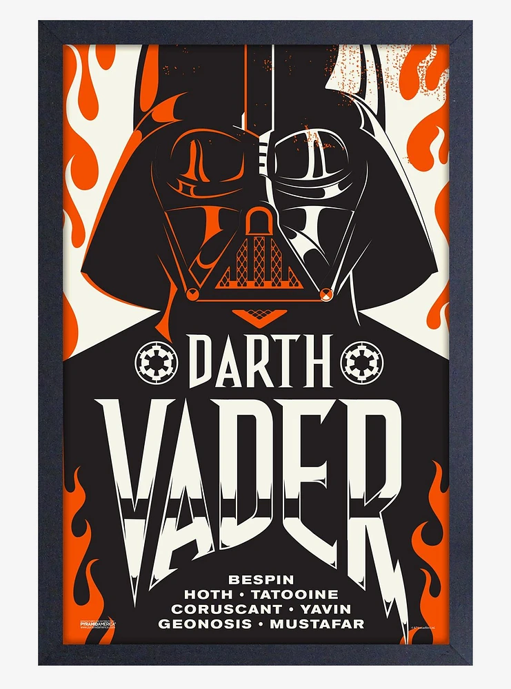Star Wars Rock Poster Vader World Tour Framed Wood Wall Art