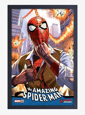 Marvel Spider-Man Saves The Day Framed Wood Wall Art