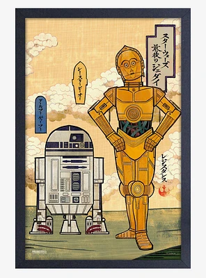 Star Wars Japanese R2 And C-3PO Framed Wood Wall Art