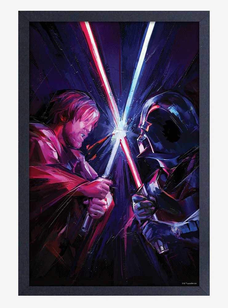 Star Wars Obi-Wan Clash Framed Wood Wall Art