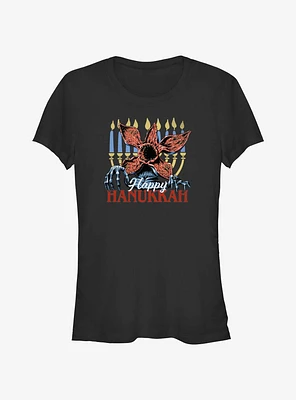 Stranger Things Demogorgon Happy Hanukkah Girls T-Shirt