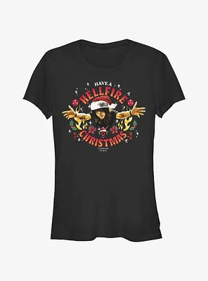 Stranger Things Hellfire Christmas Santa Eddie Girls T-Shirt