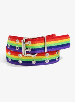 Rainbow Woven Double Grommet Belt