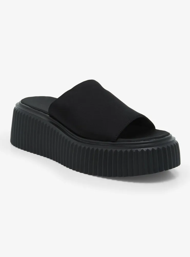 Black Slip-On Platform Sandal