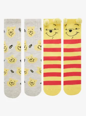 Disney Winnie The Pooh Pom Crew Socks 2 Pair
