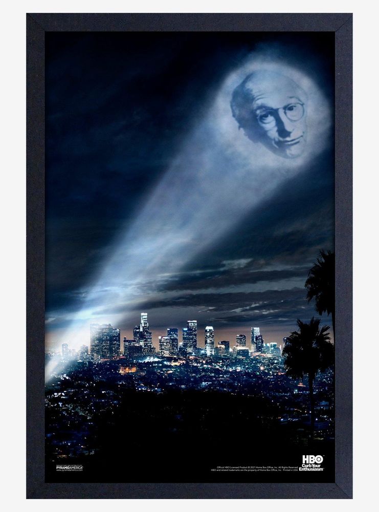 Curb Your Enthusiasm Bat Signal Framed Wood Poster