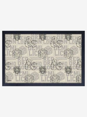 Dungeons & Dragons Dice Pattern Framed Wood Poster